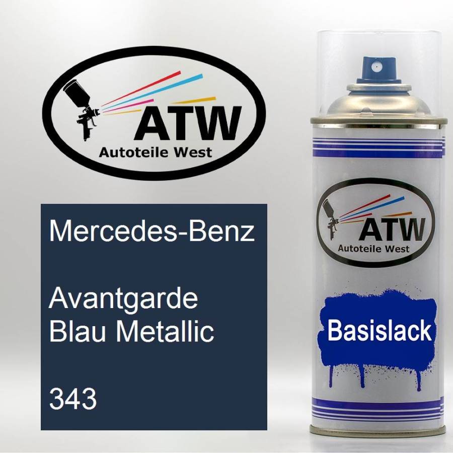 Mercedes-Benz, Avantgarde Blau Metallic, 343: 400ml Sprühdose, von ATW Autoteile West.